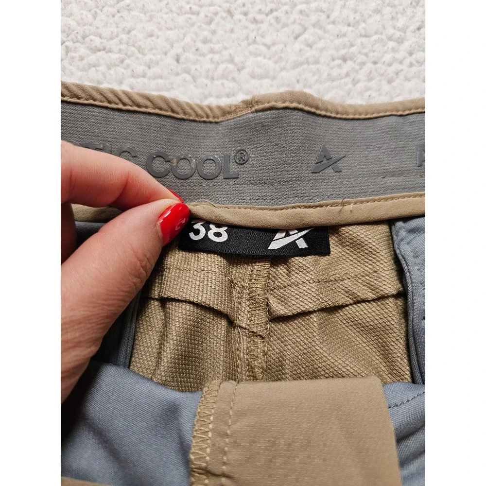 Arctic Cool Mens Tan Khaki Instant Cooling Performance Golf Shorts Size 38